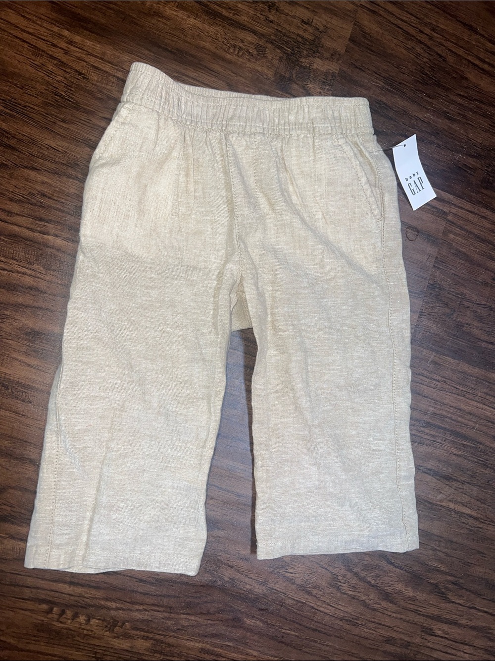 Baby GAP Linen-Blend Neutral Cream Pull-On Pants